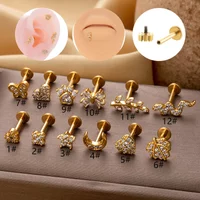 16G Flat Back Earring Hypoallergenic Stainless Steel Cartilage Earrings for Women Flat Back Stud Earrings Conch Piercing Jewelry