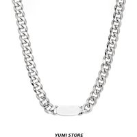 Hip Hop Cuban Square Necklace For Man Woman Non Fading Titanium Steel Clavicle Chain Grunge Trendy Couple Jewelry Gift