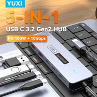 5-in-1 USB 3.2 Gen2 Hub 10Gbps USB C/A Adapter PD 100W USB C Hub Multiport Extension Splitter For Laptop MacBook Tablet PC Phone