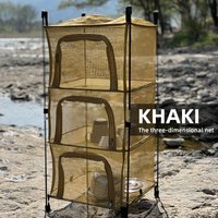 3 Tier Foldable Outdoor Drying Rack Mesh Storage Basket for Camping Picnic Utensils Dish Drying and Gear Organizer