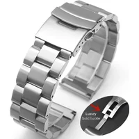 18mm 20mm 22mm 24mm Solid Buckle Metal Strap Stainless Steel Bracelet for Samsung Watch 3 Band for Huawei Watch Luxury Wristband