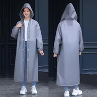 Unisex EVA Long Waterproof Raincoat, Hooded Rain Coat with Drawstring, Ideal for Travel, Fishing & Camping