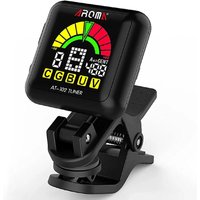 AROMA Tuner AT-102 Rechargeable Tuner 360 Degree for Guitar/Bass/Ukulele/Violin with Built-in Battery USB Cable Large LCD