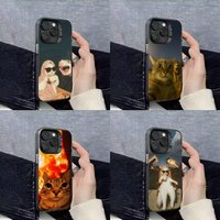 Phone Case For iPhone 17,16,15,14,13,12,11,Pro,Max,Plus,E,SE4,Air,Mini Black IMD Funny Meme Cat Shark Lion Soft Cover