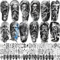 74 Sheets Greek God Zeus Temporary Tattoos For Women Men Mythology Poseidon Fake Tattoo Stickers Realistic Tatoos Long Lasting
