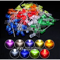 100PCS F5 LED Diode 5MM Assorted Kit White Green Red Blue Yellow Orange Pink Purple Warm White DIY kit Light Emitting Diode bxv
