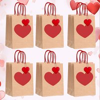 30pcs Valentine's Day Butterfly Heart Gift Bags,Kraft Paper Suitable for Chocolates, Flowers, Packaging - Foldable