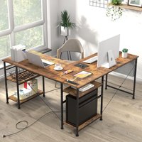 German Warehouse,fast shipping L-shaped gaming table with LED and socket,140x140cm Cornertable, Reversible Computer Desk With Monitor rack,4 Shelves and Side Pockets