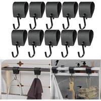 5/10Pcs Black Leather Loop S Shape Hook Coat Hooks Multifunctional Coat Hook for Hat Cap Bedroom Kitchen Hanging Hooks