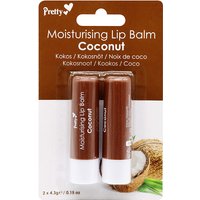 Pretty Moisturising Lip Balm 2Pack, Coconut Hydrating Lip Care, Nourishing Protection for Dry Lips