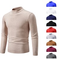 Herbst Neue Pullover männer Halb Stehkragen Grund Einfarbig Casual Vielseitig Rundhals Stricken mit Slim Fit Elastische Pullover innen