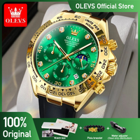 OLEVS 2875 Men's Watches Luxury Multifunctional Original Quartz Wirst Watch Man Waterproof Luminous Date Moon Phase Christmas