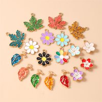 10pcs Cute Plant Tree Leaf Charms Enamel Colorful Flower Charms Pendants for Jewelry Making Necklaces Earrings DIY Crafts Supply