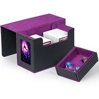 Card Deck Box with Display Window, Deck Box with Dice Tray For 200 Double-Sleeved Cards, Fits for TCG CCG Magic Cards