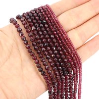 2 3 4mm Natural Faceted Red Garnet Gemstone Beads Healing Crystal Mineral Tiny Beads DIY Bracelet Earrings Jewelry Accessories