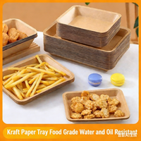 50 Pcs Eco-Friendly Reusable Wood Square Plates Disposable Biodegradable Bamboo Tableware Serving Tray for Parties And Events