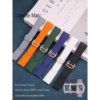 New style FKM watch strap for Cartier Santos 19mm 20mm fluororubber watchband Original steel buckle watch belt