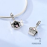 925 Sterling Silver Charms Bead CZ Zircon Openable Family House Dangle Fit Original Bracelet DIY Women Jewelry Gift