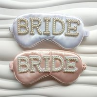 Bride To Be Pearl Monogrammed Eye Mask Sleep Blackout Bridal Party Bachelorette Party Wedding Decorations Gift Mrs WIFEY Wedding