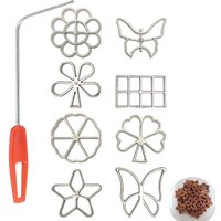 5-Piece Cast Iron Rosette Cookie Maker Set - Versatile Molds with Handle for Easy Use - Perfect for Festive Baking & Family