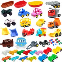 Car Model Children Assemble Toys Big Building Blocks City Traffic Parts Vehicle Trailer Chassis Boat Motorcycle Compatible Brick