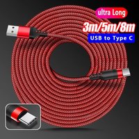 1/2/3/5/8m Extended 6A Super Fast Charging Extra Long Charging Cable USB Type C For iPhone Samsung Fully Compatible Data Cable