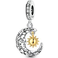 925 Sterling Silver Charms Bead Moon and Sun Dangle Fit Original Bracelet DIY Women Jewelry