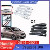 Car Door Handle Covers for Peugeot 108 2015~2019 2018 Auto Imitation Carbon Fiber Handles Or Chrome Door Handles Car Accessories
