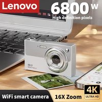 Lenovo 68MP 4K WiFi Digital Camera CCD Auto Focus Portable Mini Selfie Vlogging Camera Dual Lens Point for Student Travel