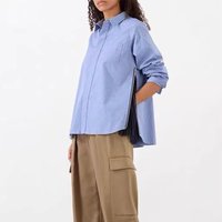 2026 Spring New Japanese Deconstructed Casual Stripe Side Slit Long Sleeve Blouse Loose Women Shirt