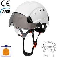 CE Construction Safety Helmet With Visor Built In Goggles For Engineer ABS Hard Hat ANSI Industrial Work Cap Head Protection New