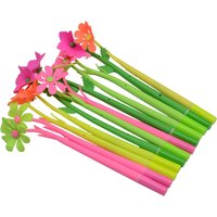 12 Pcs 0.5 mm Black Ink Flower Shape Rolling Ball Cute Gel Ink Pen for Student and School Office Supplies