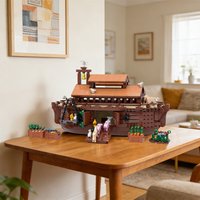 MOC Noahs Ark Model Building Blocks Medieval Ship Religion Architecture And Cute Mini Animals Assembly Bricks Toy Gift
