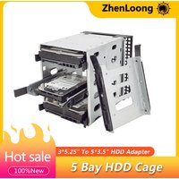ZhenLoong 3 x 5.25 Inch To 5 x 3.5" Adapter SATA SAS HDD Cage Rack Hard Drive Disk Enclosure With Screws