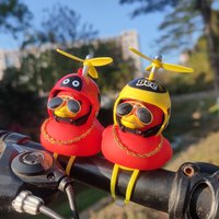 Cool Bike Decoration Red Duck Bicycle Bells with Sunglasses Propellers Golden Chain Motorcycles Car Ornaments for Women Girls