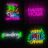 Happy Camper Led Neon Sign, Bus Camping Wall Lamp, Touring Car, Bar Club, Theme Party Decor, The Best Gift For Outdoor Lovers.