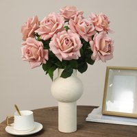 Artificial Flowers Real Touch Mary Roses Brown Silk Fake Flower Simulation Rose Branch Shopping Mall Decoration Green Plant