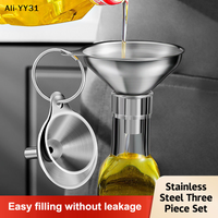 【An0】Stainless Steel Kitchen Funnels Set Food Grade Metal Funnels For Filling Bottles Small Funnels For Essential Oil Spices
