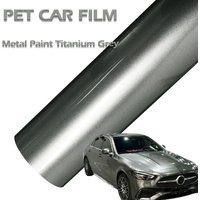 Glossy Car Vinyl Film PET Metal Paint Titanium Grey Auto Wrap Decal Self Adhesive Waterproof Motorcycle Car Body Decoration Film