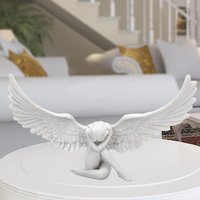 Retro Resin Angel Statue 3D Sculpture Embrace Figurine Vintage Desktop Ornament Home Decor Unique Creative Artwork Craft Gift