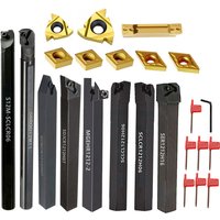 8 Sets mit 8 mm, 10 mm, 12 mm, 16 mm, CNC-Drehmaschinen-Drehwerkzeughalter, Bohrstange mit anwendbaren Einsätzen, Schraubenschlüssel-Set zum Drehen und Gewinden