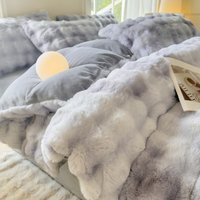 Housse de couette épaisse en fausse fourrure de lapin pour l'hiver, 1 pièce, couleurs inaltérables, super douce, moelleuse et chaude, pour un sommeil confortable, textile de maison