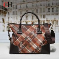 CH Women's Retro Plaid Pattern Handbag Large Capacity Tote Bag Detachable Shoulder Strap Crossbody Bag Daily Casual Purse