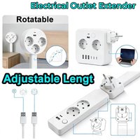 4 Styles Electrical Outlet Extender Plug Wall Outlet Extender Extendable Wall Socket Rotatable Folding Portable Power Socket
