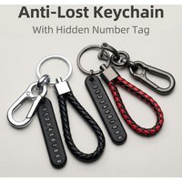 Simple Woven Rope Leather Pendant Keyring Anti-lost Car Moto Key Chain Ring Trendy DIY Mobile Phone Number Plate Keychain Gift