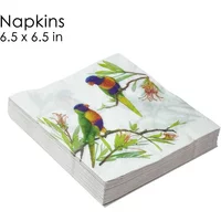 Magpie Branch Double Bird Square Napkin Flower Bird White Background Green Branches Wedding Party Supplies Decoration Placemats