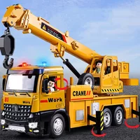 1:18 Metal Diecast Engineering Vehicles Model Toys Rubber Tires with Light&Sound Large Crane Models for Children Education Toy