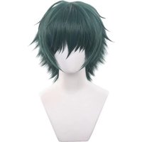 Anime Cosplay Maki Zenin Wig Short Straight Dark Green Synthetic Hair Peluca For Frieren Festival Halloween Props
