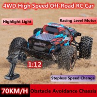 70KM/H High Speed 4WD All Terrain Off-Road Remote Control Truck 1:12 Spring Damping Multiplayer Racing RC Truck Car With Light