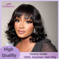 Body Wave Wigs With Bangs Brazilian Human Hair Wig With Bangs For Women Glueless Wear and Go Machine Made Wig Short Bob Wig Sale